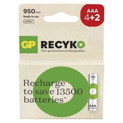 EMOS Nabíjecí baterie GP ReCyko 950 AAA (HR03), 4+2 ks