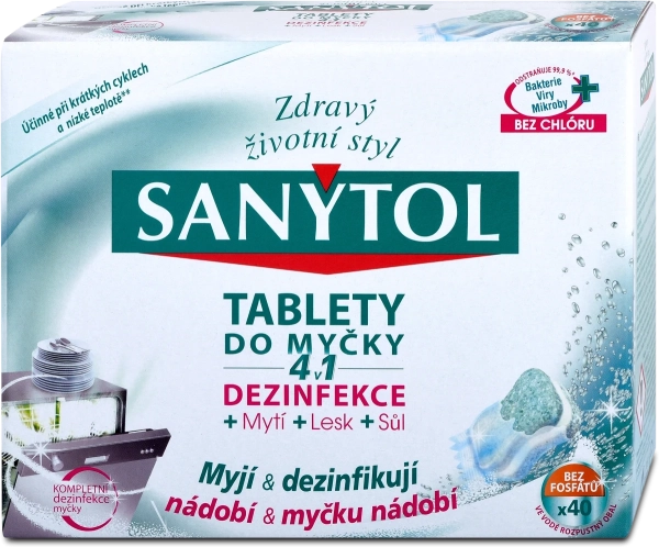 Tablety do umývačky Sanytol 4v1, 40 ks