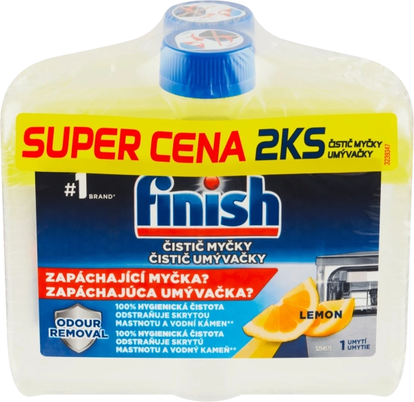 Čistič umývačky Finish Lemon, 2 x 250 ml