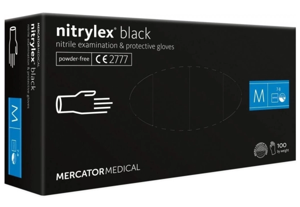 Rukavice nitrilové jednorazové Mercator Medical Nitrylex Black 100 ks - veľ. S