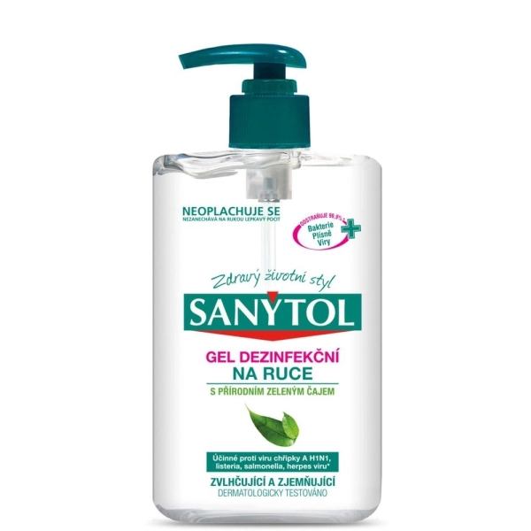Dezinfekčný gél na ruky Sanytol - Zelený čaj, 250 ml