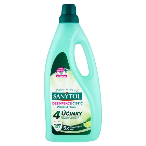 Dezinfekčný čistiaci prostriedok na podlahy Sanytol 4 účinky, limetka, 1 l