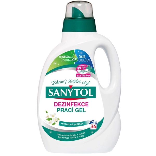 Prací gél univerzálny Sanytol Dezinfekcia s vôňou kvetov, 1,7 l