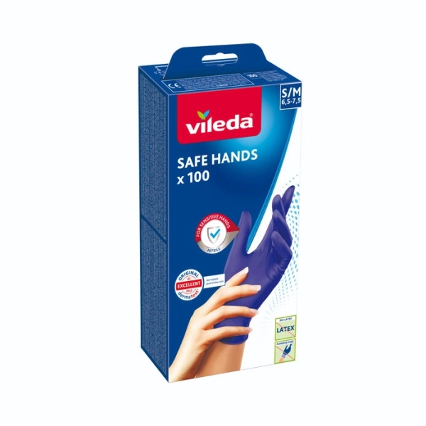 VILEDA rukavice Safe Hands, 100 ks - veľ. S/M