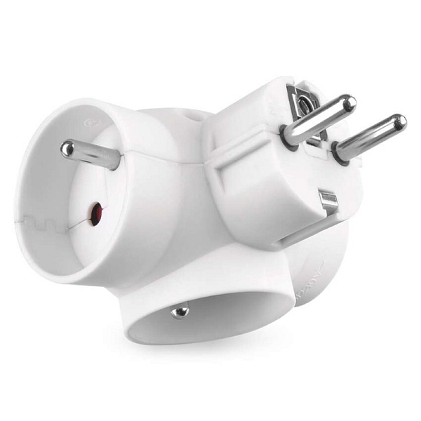 EMOS Rozbočovací zásuvka 3×, kulatá, bílá