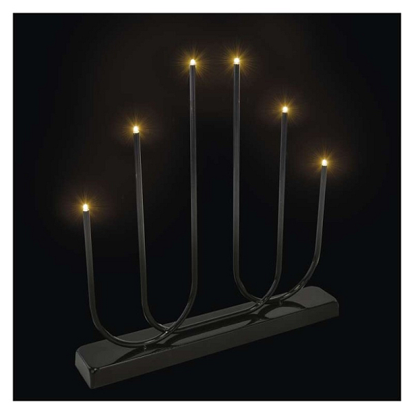 EMOS LED svícen kovový černý, 40 cm, 2x AA, vnitřní, teplá bílá