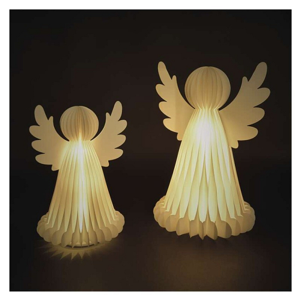 EMOS Vánoční papíroví andělé se stojánkem, 2 ks, 28/38 cm, vnitřní