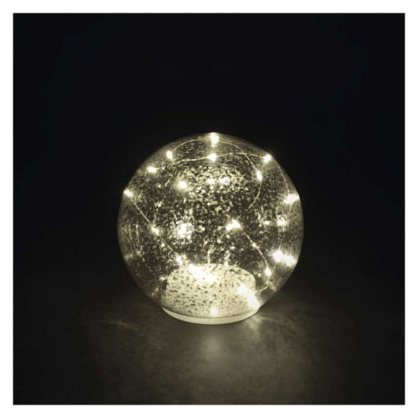 EMOS LED vánoční skleněná koule – zlatá, 15 cm, 3x AA, vnitřní, teplá bílá, časovač