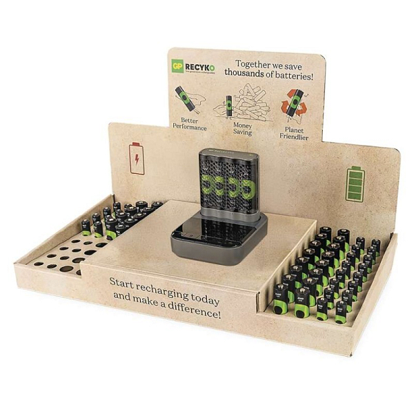 EMOS Stojan GP ReCyko Standard / 1×nabíječka GP + dock / 16×AA + 16×AAA / 1×USB-A adaptér