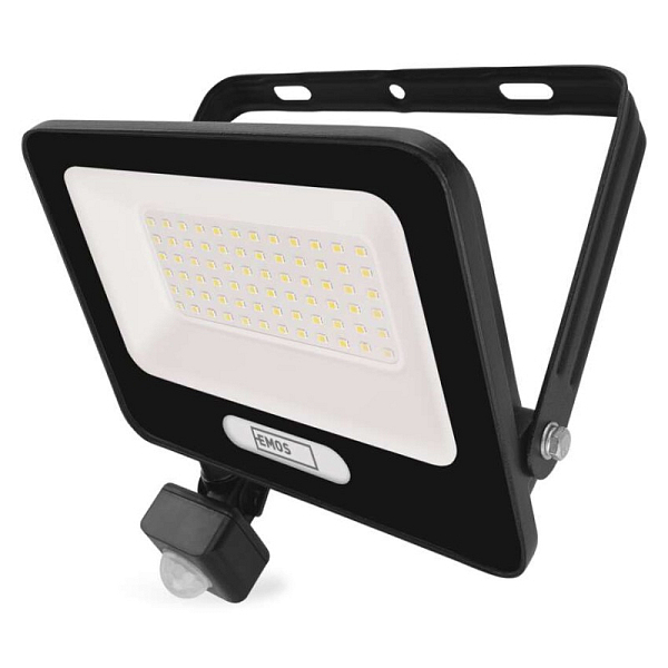 EMOS LED reflektor GLARO s pohybovým čidlem, 50 W, černý, IP54, 5000 lm, neutrální bílá
