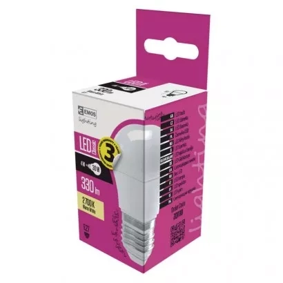 EMOS LED žárovka Classic Mini Globe / E27 / 4,1 W (32 W) / 350 lm / teplá bílá