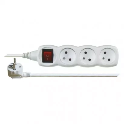 EMOS Prodlužovací kabel 2 m / 3 zásuvky / s vypínačem / bílý / PVC / 1 mm2