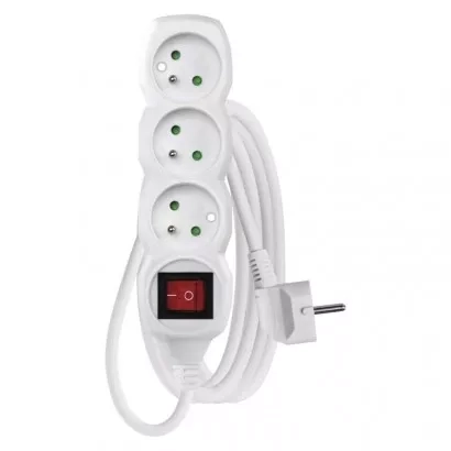EMOS Prodlužovací kabel 3 m / 3 zásuvky / s vypínačem / bílý / PVC / 1 mm2