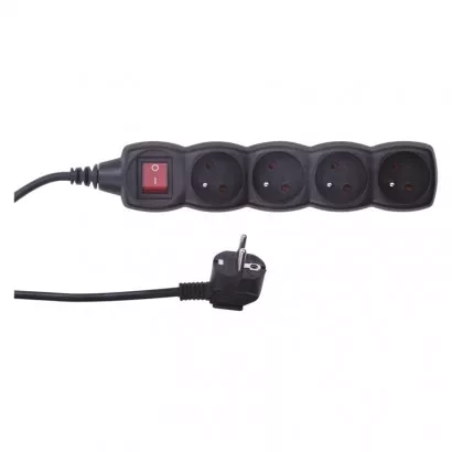 EMOS Prodlužovací kabel 5 m / 4 zásuvky / s vypínačem / černý / PVC / 1 mm2