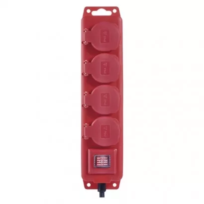 EMOS Prodlužovací kabel 10 m / 4 zásuvky / s vypínačem / černo-červený / guma-neopren / 1,5 mm2