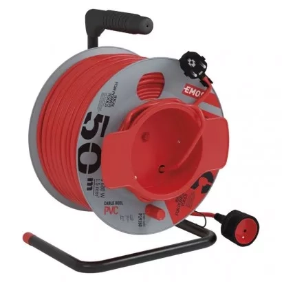 EMOS Prodlužovací kabel na bubnu 50 m / 1 zásuvka / červený / PVC / 230 V / 1,5 mm2