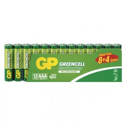 EMOS Zinková baterie GP Greencell AAA (R03), 8+4 ks