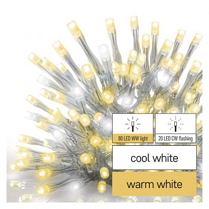 EMOS Standard LED spojovací řetěz blikající – rampouchy, 2,5 m, venkovní, teplá/studená bílá